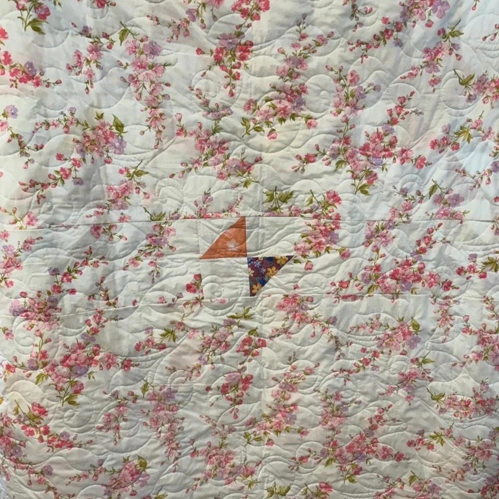 Handmade Multicolor Patchwork Quilt - White and Red Accent